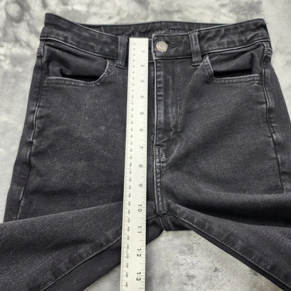 American Eagle Jeans Womens 6 Black Super High Rise Jegging Stretch Denim Preppy